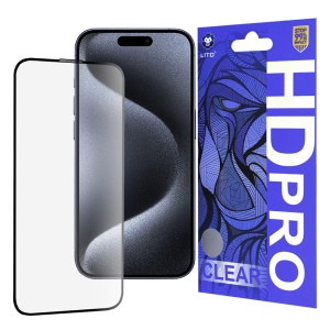 Folie de Sticla iPhone 15 Pro, Sticla securizata, Lito, HD Pro Clear, Negru