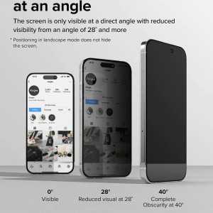 Folie iPhone 15 Pro Max, Ringke Cover Display Tempered Glass - Privacy - Img 3