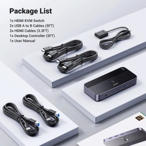 HDMI KVM Switch, 4K@60Hz, 5Gbps, Support 3D, Ugreen CM664, Negru - Img 6