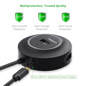 Hub USB-A la 4x USB-A 2.0, 1m, Ugreen CR106, Negru - Img 2