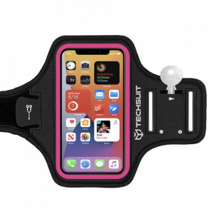Husa banderola telefon 6.8 inch pentru alergare, Techsuit (TH20) - Roz