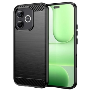 Husa Honor 600 Lite din Silicon Slim, cu textura Fibra Carbon, Carbon Silicone, Negru