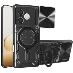 Husa Honor 600 Lite, Inel Magnetic, Protectie Camera, set cu sticker, CamGuard Pro, Negru