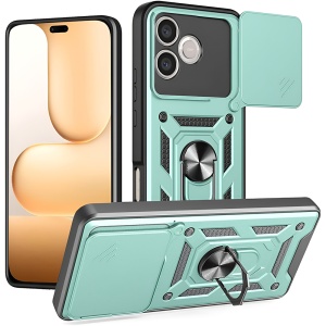 Husa Honor 600 Lite, protectie camere, Inel magnetic, set cu sticker, CamShield, Verde