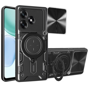 Husa Honor X5c Plus, Inel Magnetic, Protectie Camera, set cu sticker, CamGuard Pro, Negru