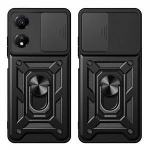 Husa Honor X7b cu inel magnetic si protectie camera Skyddar CamShield - Negru - Img 6