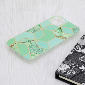 Husa iPhone 15 Plus Marble Series, Techsuit - Green Hex - Img 4