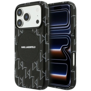 Husa iPhone 17 Pro - Karl Lagerfeld Leather KL Monogram Logo MagSafe (KLHMP17L5PGKLMCK) - Black