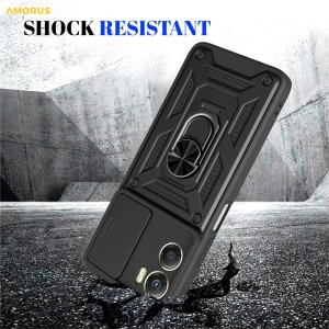 Husa Motorola Moto G06 cu Inel magnetic, Protectie camera, set cu sticker, CamShield, Negru - Img 6