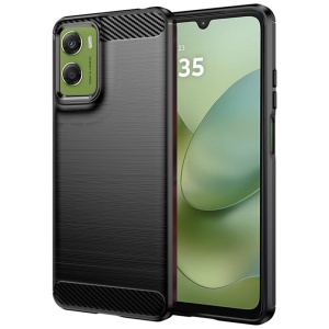 Husa Motorola Moto G06 din Silicon Slim, cu textura Carbon, set cu sticker, Carbon Silicone, Negru