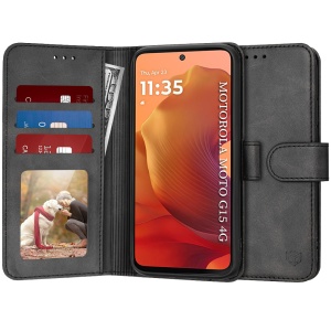 Husa Motorola Moto G15 / G15 Power tip carte cu Portofel Interior, Antisoc, set cu sticker, Diary Book, Negru