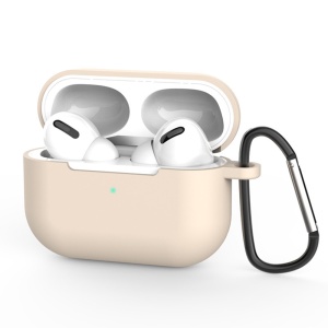 Husa pentru AirPods Pro 3 din silicon, Carabina Prindere, Protectie 360°, Slim, Skyddar Silicone Case, Crem