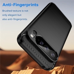 Husa pentru Google Pixel 10 Pro XL, SKYDDAR INNOVATION, Carbon Silicone, din Silicon Premium, Slim, cu textura Fibra Carbon, Negru, set cu sticker  - Img 3