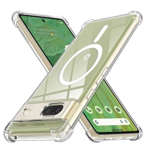 Husa pentru Google Pixel 7, SKYDDAR INNOVATION, Shockproof MagSafe din silicon, set cu sticker, Transparenta