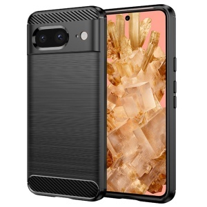Husa pentru Google Pixel 8, SKYDDAR INNOVATION, Carbon Silicone, din Silicon Slim, cu textura Fibra Carbon, set cu sticker, Negru