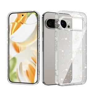 Husa pentru Google Pixel 9 Pro, SKYDDAR INNOVATION, SparkleSkin din Silicon TPU cu Sclipici, Design Elegant, set cu sticker, Transparenta