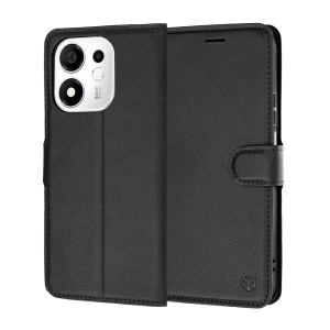 Husa pentru Honor 600 Smart tip Carte, cu Portofel Interior, Finisaje Premium, set cu sticker, Leather Folio, Negru