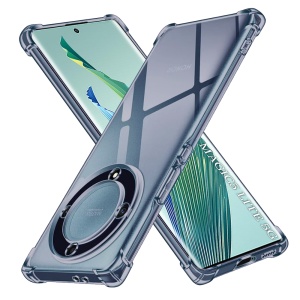 Husa pentru Honor Magic5 Lite, SKYDDAR INNOVATION, Shockproof Clear Silicone, Silicon Slim, set cu sticker, Fumuriu