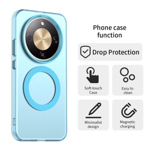 Husa pentru Honor Magic8 Lite, MagSafe, Antisoc, set cu sticker, CandyCase, Albastru - Img 2