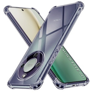 Husa pentru Honor Magic8 Lite, SKYDDAR INNOVATION, Shockproof Clear Silicone, Silicon Slim, set cu sticker, Fumuriu