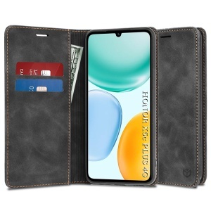 Husa pentru Honor X5c Plus, tip Carte din piele Eco Premium, cu Portofel Interior, set cu sticker, Confy Cover, Negru