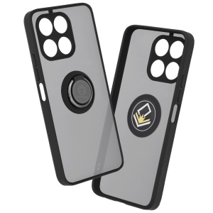 Husa pentru Honor X6a, SKYDDAR INNOVATION, Glinth cu Inel Rotativ 360° Magnetic, set cu sticker, Negru