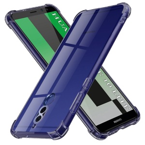 Husa pentru Huawei Mate 10 Lite, SKYDDAR INNOVATION, Shockproof Clear Silicone, Silicon Slim, set cu sticker, Fumuriu