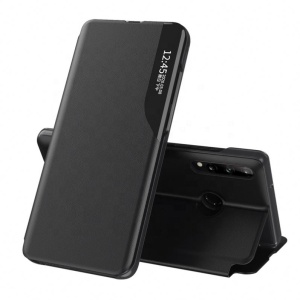 Husa pentru Huawei P30 Lite / P30 Lite New Edition, tip carte, set cu sticker, eFold, Negru