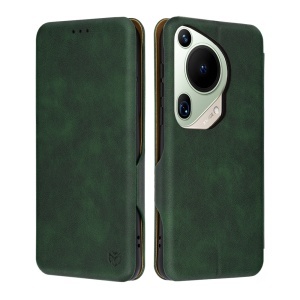 Husa pentru Huawei Pura 70 Ultra, SKYDDAR INNOVATION, Safe Wallet tip carte din Piele Ecologica, Suport Carduri, Inchidere Magnetica, Verde, set cu sticker