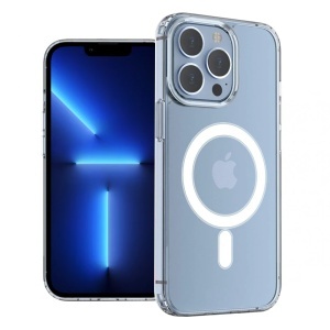 Husa pentru iPhone 13 Pro, SKYDDAR INNOVATION, MagSafe Pro din silicon, set cu sticker, Transparenta