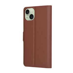 Husa pentru iPhone 15 Plus, SKYDDAR INNOVATION, Leather Folio, tip Carte, cu Portofel Interior, Finisaje Premium, Maro, set cu sticker  - Img 7