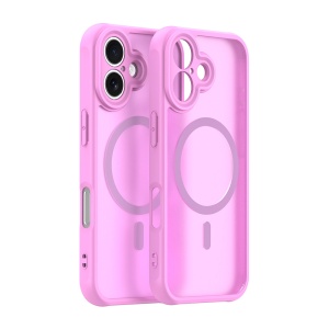 Husa pentru iPhone 16, Antisoc, HaloFrost MagSafe II, set cu sticker, Roz - Img 2