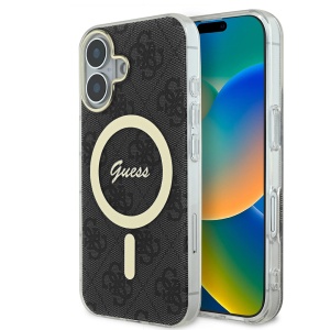 Husa pentru iPhone 16, IML 4G MagSafe, Guess - Negru