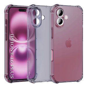 Husa pentru iPhone 16 Plus, SKYDDAR INNOVATION, Shockproof Clear Silicone, Silicon Slim, set cu sticker, Fumuriu