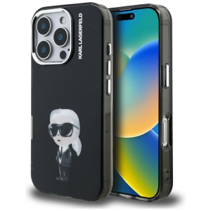 Husa pentru iPhone 16 Pro Max - Karl Lagerfeld IML Aquarelle Karl & Logo MagSafe (KLHCP16XHMKIAQK) - Black