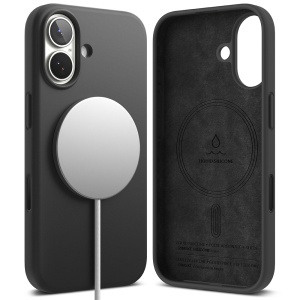 Husa pentru iPhone 17, Antisoc Silicon, Policarbonat, Ringke, Silicone Magnetic MagSafe, Negru