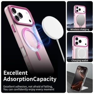 Husa pentru iPhone 17 Pro, MagSafe, Antisoc, set cu sticker, CandyCase, Roz - Img 8