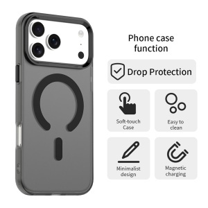 Husa pentru iPhone 17 Pro, MagSafe, Antisoc, set cu sticker, CandyCase, Negru - Img 10
