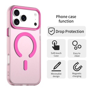 Husa pentru iPhone 17 Pro Max, MagSafe, Antisoc, set cu sticker, CandyCase, Roz - Img 12