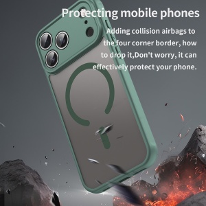 Husa pentru iPhone 17 Pro, SKYDDAR INNOVATION, HaloFrost MagSafe II, Antisoc, set cu sticker, Verde - Img 4