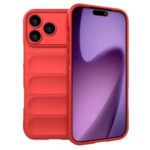 Husa pentru iPhone 17 Pro, SKYDDAR INNOVATION, Magic Shield, din Silicon Mat, set cu sticker, Rosu - Img 1