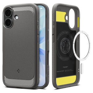 Husa pentru iPhone 17, Spigen Rugged Armor MagSafe, Gri
