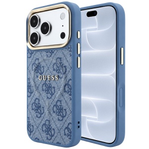Husa pentru iPhone 18 Pro / iPhone 17 Pro - Guess 4G Embossed Classic MagSafe - Blue