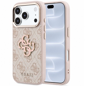 Husa pentru iPhone 18 Pro / iPhone 17 Pro - Guess Hardcase 4G Big Resin Logo - Pink