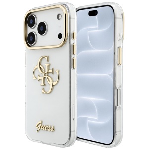 Husa pentru iPhone 18 Pro / iPhone 17 Pro - Guess IML 4G Metal Script (GUHCP18L5HC4MLSH) - White