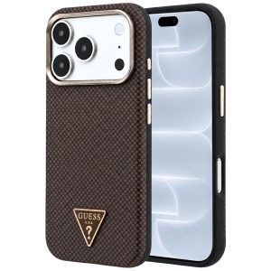 Husa pentru iPhone 18 Pro / iPhone 17 Pro - Guess Kevlar Triangle Logo MagSafe (GUHMP18L6PWKSGTW) - Brown