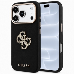 Husa pentru iPhone 18 Pro / iPhone 17 Pro - Guess Smooth Big Strass Logo - Black