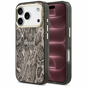 Husa pentru iPhone 18 Pro Max / iPhone 17 Pro Max - Guess Python Pattern MagSafe - Brown
