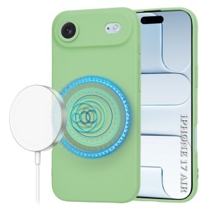Husa pentru iPhone Air, SKYDDAR INNOVATION, din Silicon Catifelat, SoftFlex Magsafe, set cu sticker, Verde deschis - Img 6