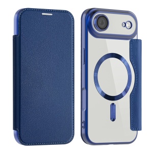 Husa pentru iPhone Air tip carte, SKYDDAR INOVATION, SmartMag Book, Magsafe, RFiD, Suport Carduri, set cu sticker, Albastru - Img 2